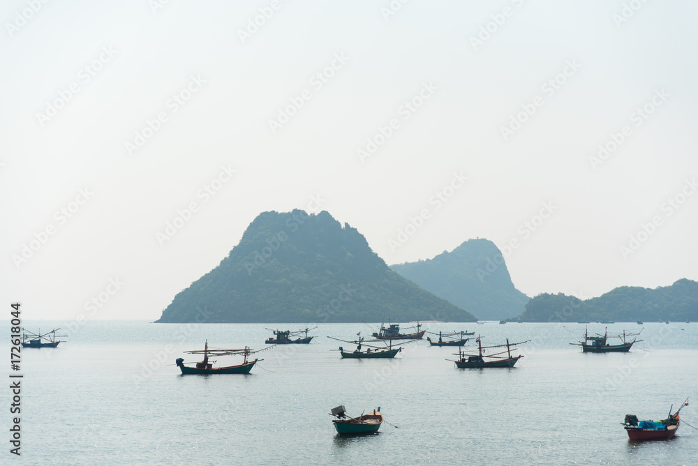boat and mountain thailand bay