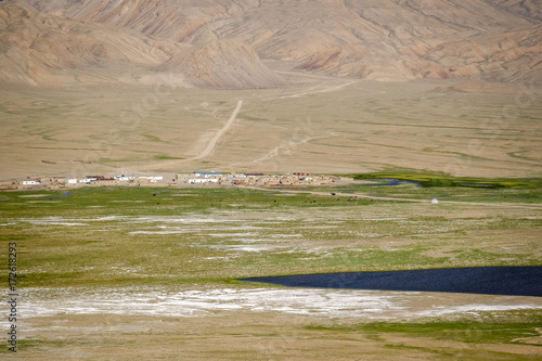 tajikistan pamir road yashikul lake and village photo