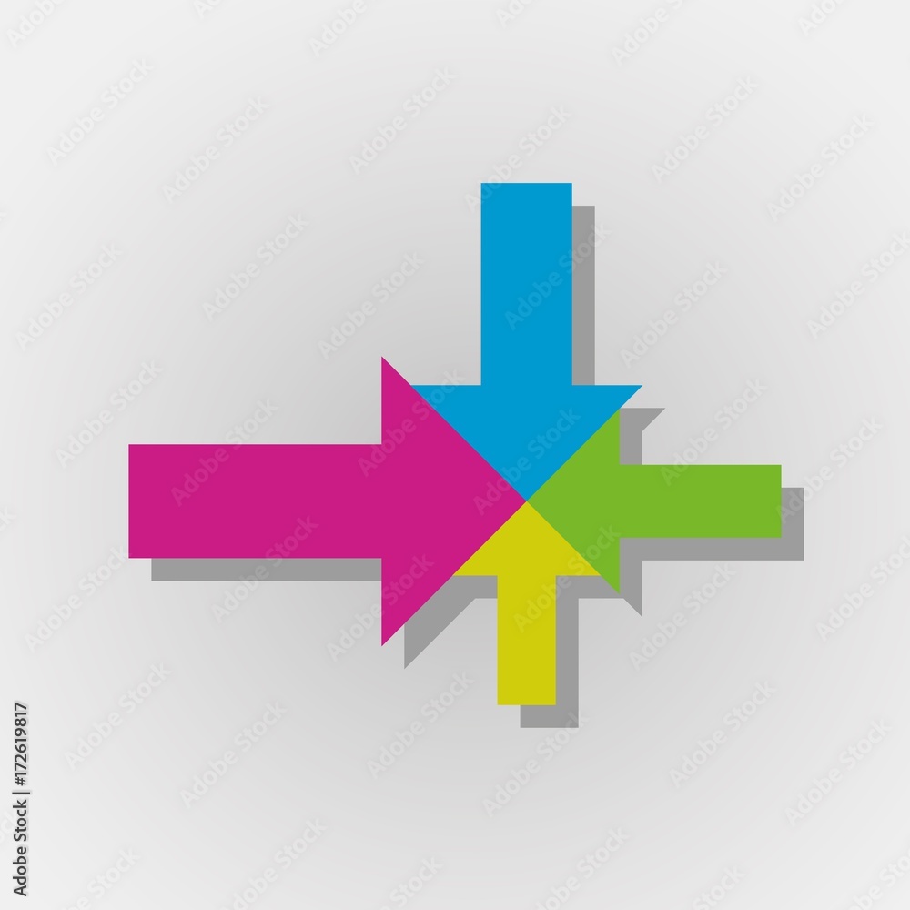 colorful arrows with one center colorful arrows with one center