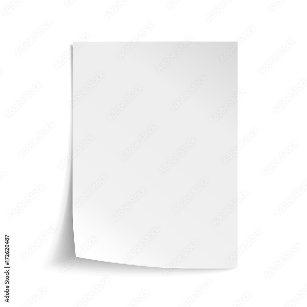 Vector White sheet of paper. Realistic empty paper note template of A4  format with soft shadows isolated on white background. Stock-Vektorgrafik |  Adobe Stock