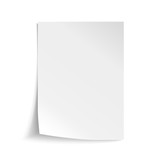 Vector White sheet of paper. Realistic empty paper note template of A4 format with soft shadows isolated on white background.