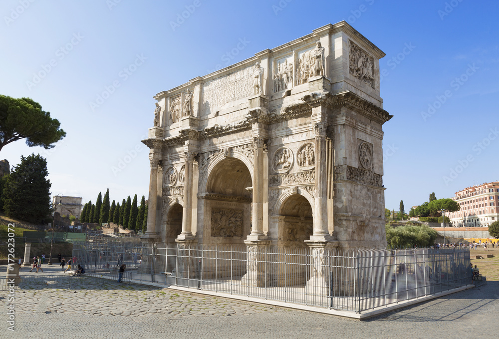 View on triumphal arch of Constantine, Rome, Italy