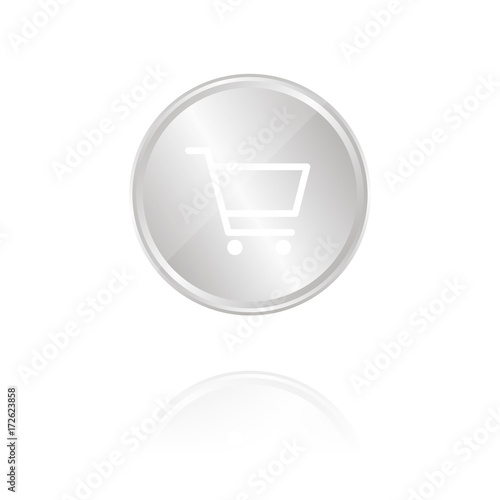 Einkaufswagen - Silber Münze mit Reflektion