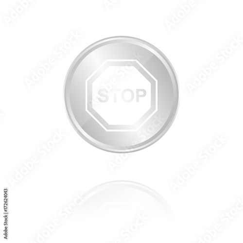 Stoppschild - Silber Münze mit Reflektion