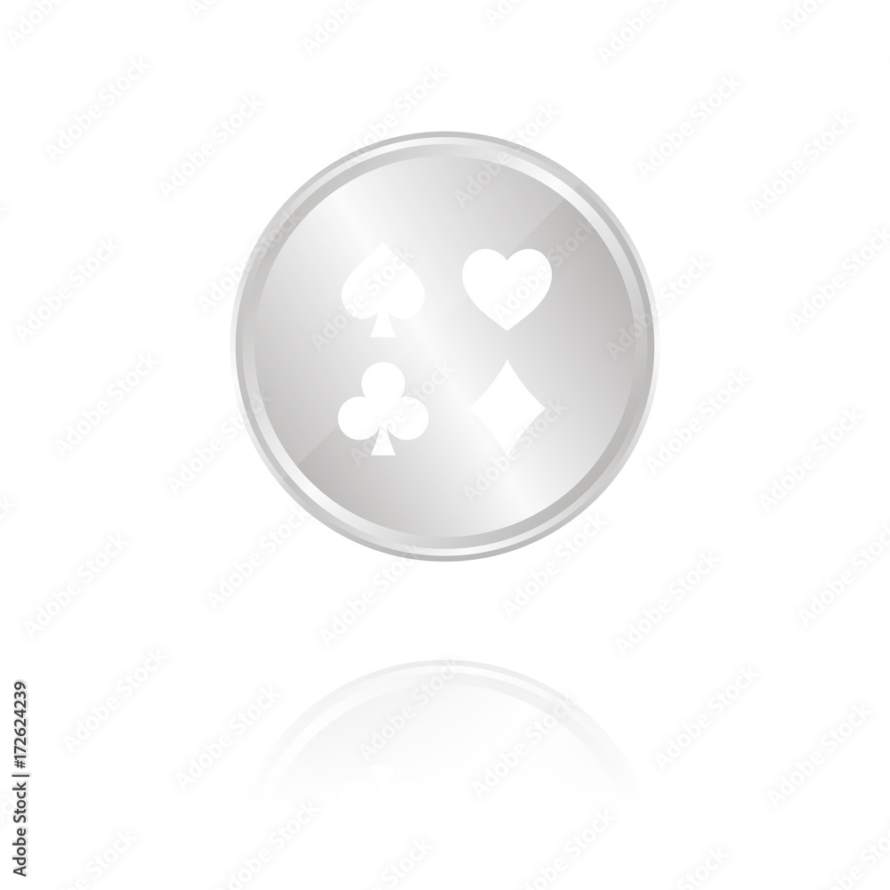 Spielkarten-Symbole - Silber Münze mit Reflektion Spielkarten-Symbole - Silber Münze mit Reflektion
