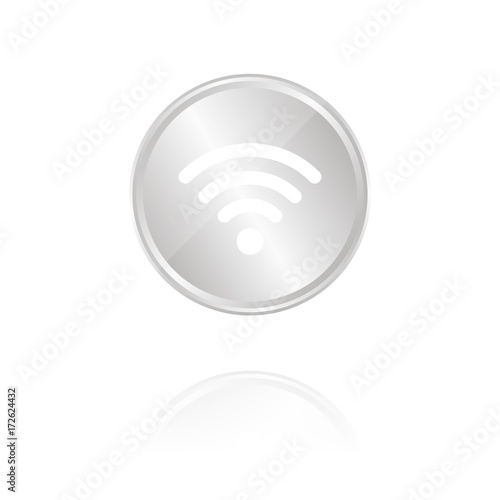 Wlan-Symbol - Silber Münze mit Reflektion
