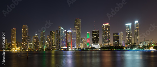 Miami night skyline downtown panorama, Florida USA © aiisha