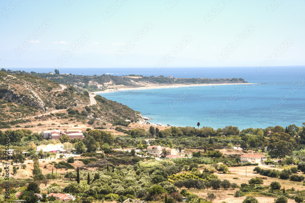 The beautiful landscape of Kefalonia island in the Ionian sea in Greece
