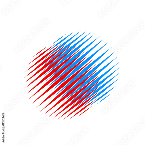business logo with two overlapping stripped circles on white, stock vector illustration