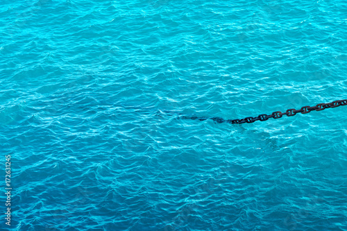 Anchor chain in the sea