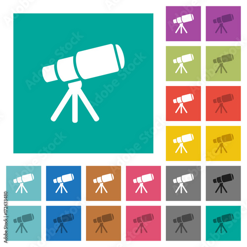 Space telescope square flat multi colored icons