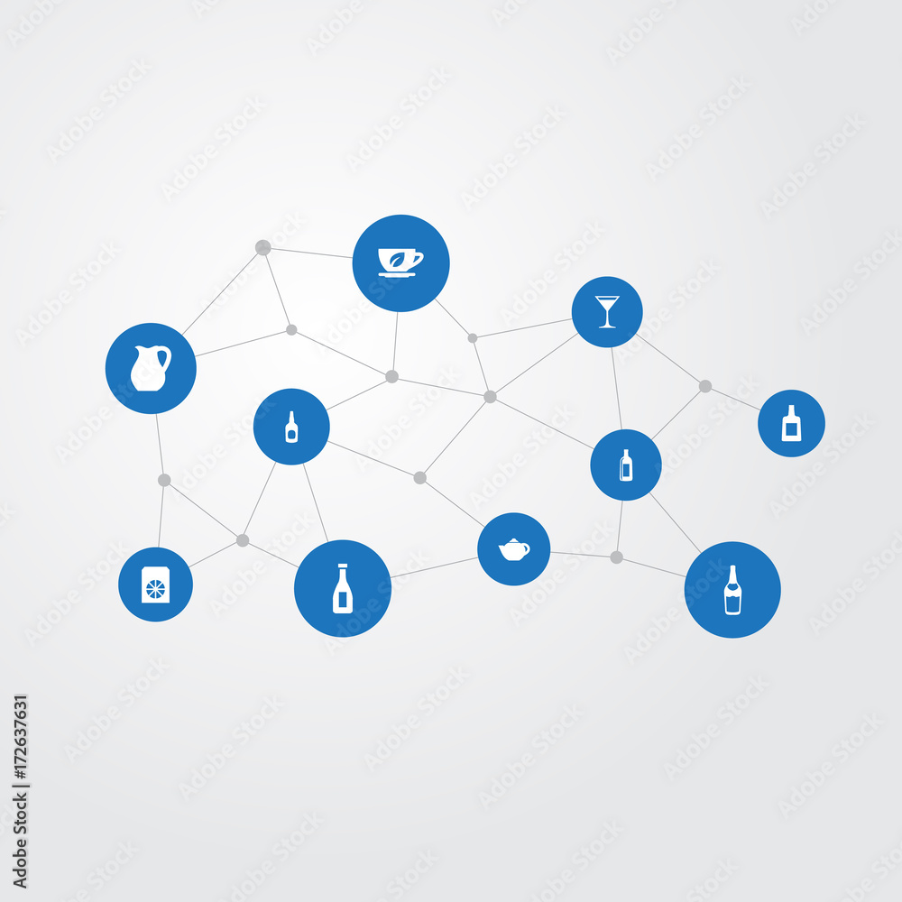 Vector Illustration Set Of Simple Drinks Icons. Elements Cosmopolitan
