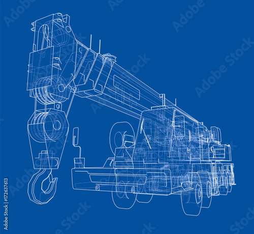 Mobile crane. Vector