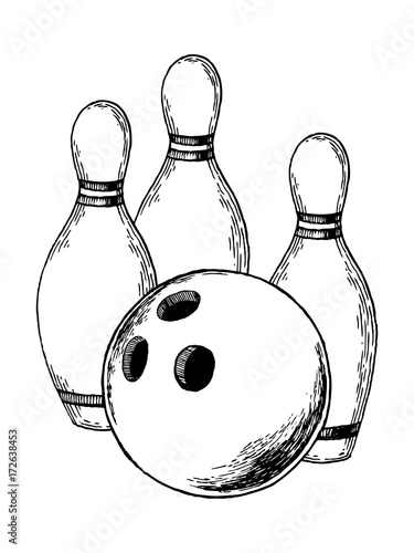Bowling engraving vector illustration
