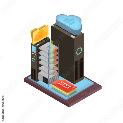 Cloud Storage Isometric Design