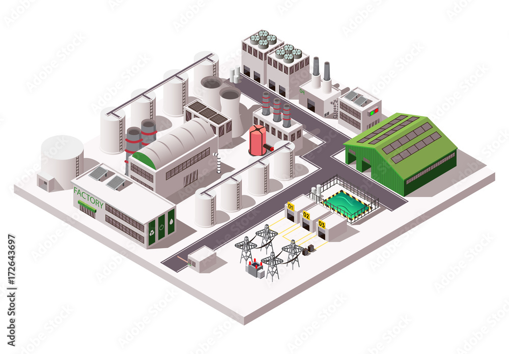 Obraz premium Factory Isometric Composition