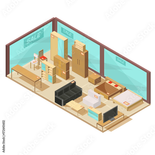 Furniture Store Isometric Composition