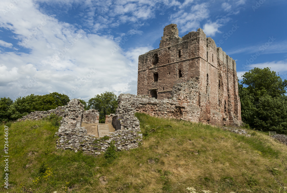 The ruins of Norham Castle in north Northumberland, England, UK.