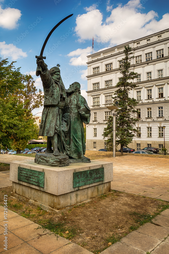 Naklejka premium Belgrade, Serbia 07/09/2017: Monument of Milos Obrenovic in Belgrade