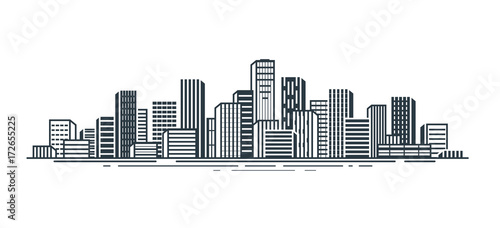 City view. Urban landscape  skyscrapers  building  city landscape concept. Vector illustration