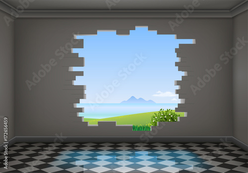 Break in the wall of the room