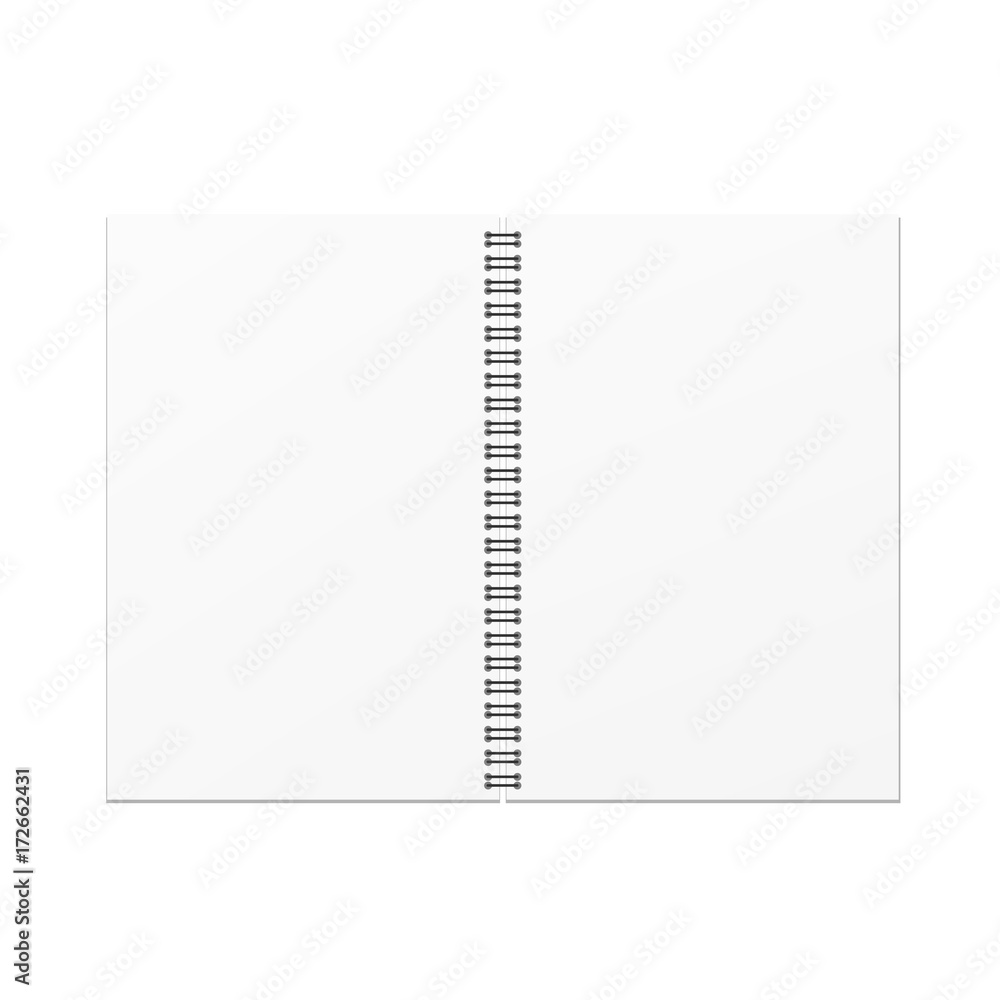 Vector open blank notebook template on white background. Vector open blank notebook template on white background.