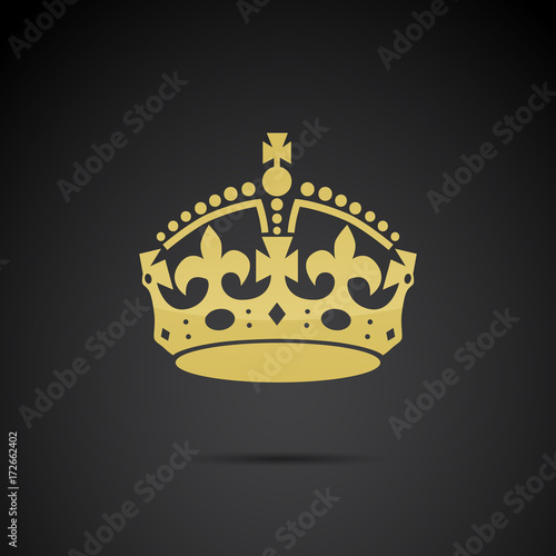 Crown vector icon on black background.