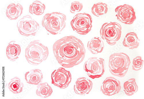 Red roses background, watercolor painting © guykantawan