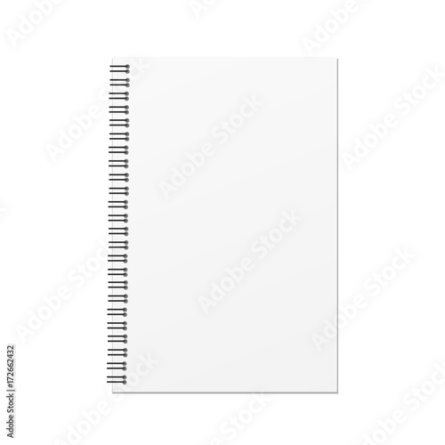 Vector blank hard cover book template on white background.