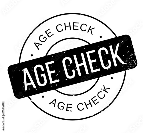Age Check rubber stamp. Grunge design with dust scratches. Effects can be easily removed for a clean, crisp look. Color is easily changed.
