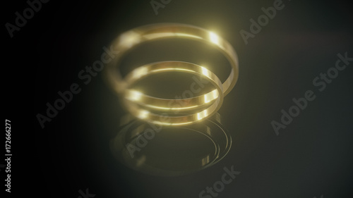 Gold wedding rings 3d illustration