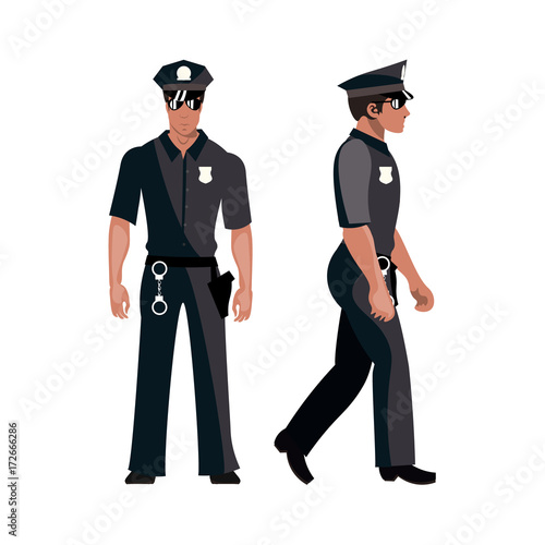 Policeman in american cop uniform