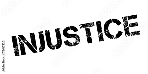 Injustice rubber stamp. Grunge design with dust scratches. Effects can be easily removed for a clean, crisp look. Color is easily changed.