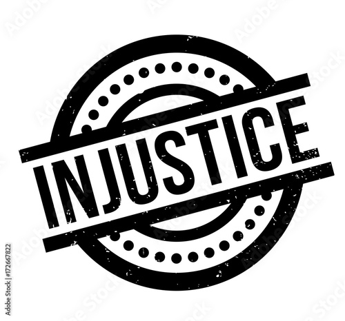 Injustice rubber stamp. Grunge design with dust scratches. Effects can be easily removed for a clean, crisp look. Color is easily changed.
