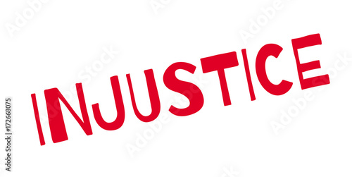 Injustice rubber stamp. Grunge design with dust scratches. Effects can be easily removed for a clean, crisp look. Color is easily changed.