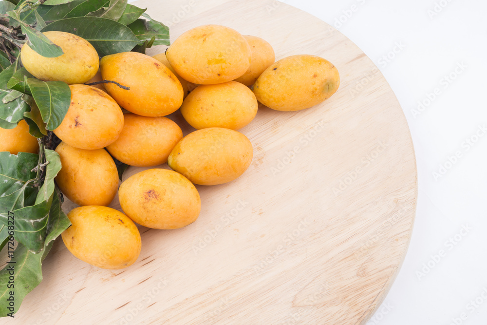 Plum mango with isolated white background