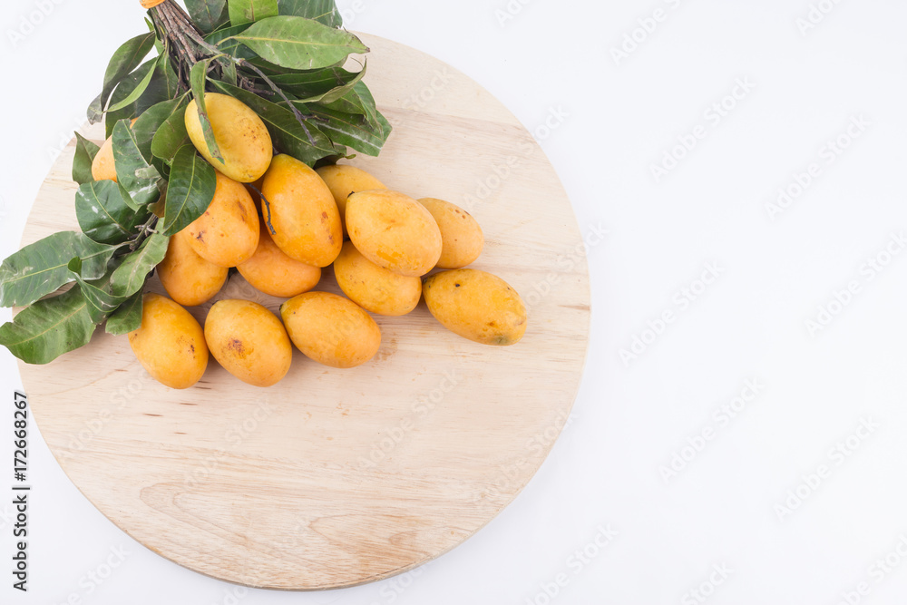 Plum mango with isolated white background