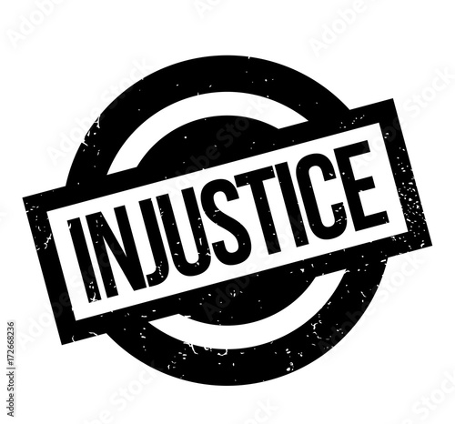 Injustice rubber stamp. Grunge design with dust scratches. Effects can be easily removed for a clean, crisp look. Color is easily changed.