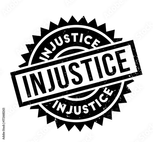Injustice rubber stamp. Grunge design with dust scratches. Effects can be easily removed for a clean, crisp look. Color is easily changed.