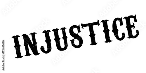 Injustice rubber stamp. Grunge design with dust scratches. Effects can be easily removed for a clean, crisp look. Color is easily changed.
