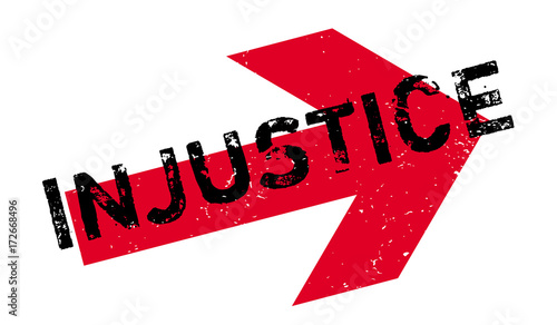 Injustice rubber stamp. Grunge design with dust scratches. Effects can be easily removed for a clean, crisp look. Color is easily changed.
