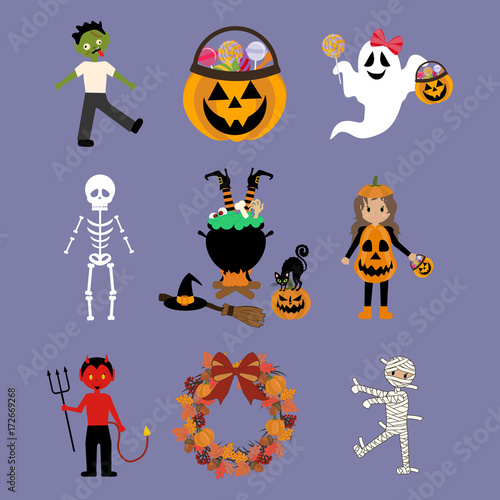 Halloween illustrations set