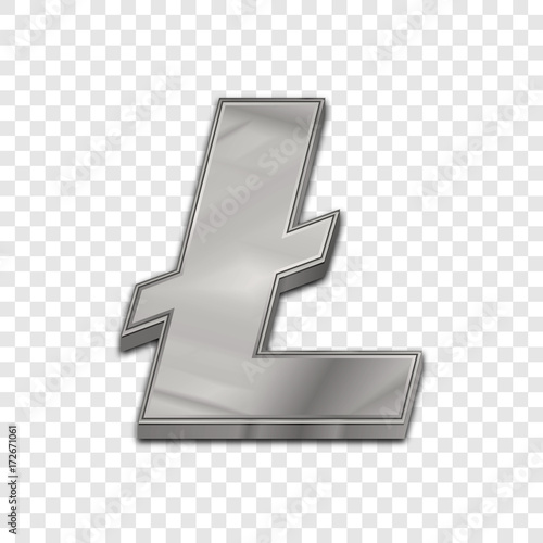 Silver litecoin symbol isolated web vector icon. Litecoin trendy 3d style vector icon. Raised symbol illustration. Silver litecoin crypto currency sign.