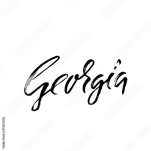 Georgia. Modern dry brush lettering. Retro typography print. Vector handwritten inscription. USA state.