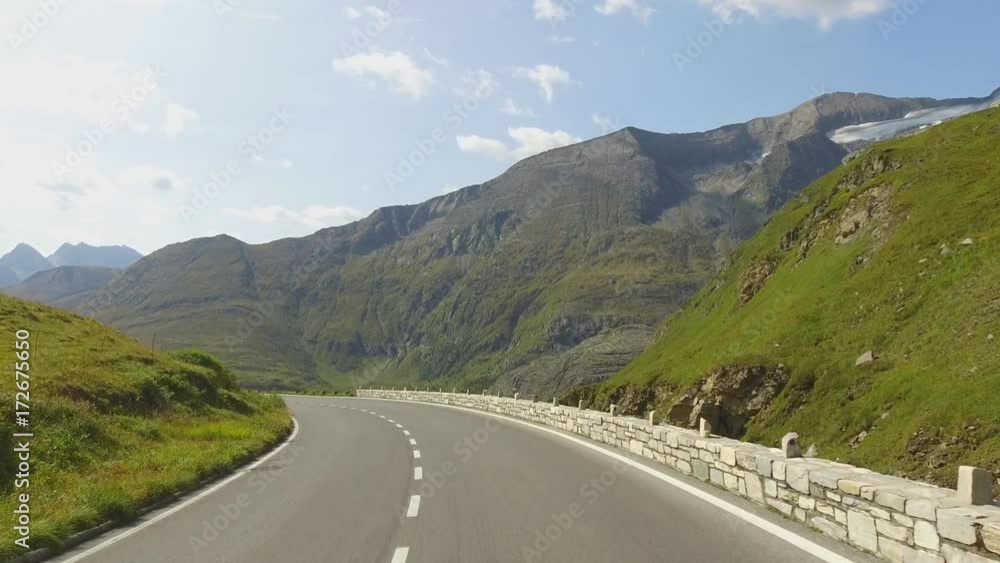 Driving on rural road to Grossglockner at the european alps in Austria Driving on rural road to Grossglockner at the european alps in Austria