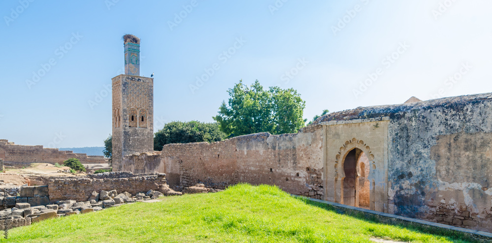 Fototapeta premium Ancient Chellah Necropolis ruins with mosque and mausoleum in Morocco's capital Rabat, Morocco, North Africa
