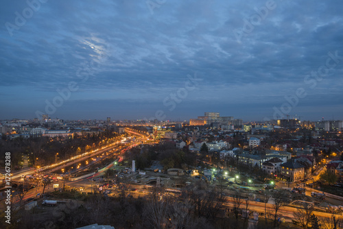 Bucharest aerial view at night - Cotroceni neighborhood © agcreativelab