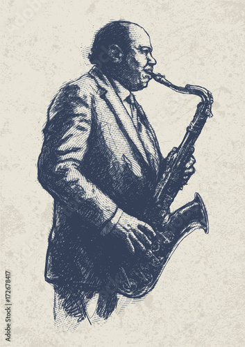 Photography Jazz musician. drawing style