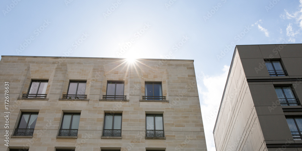 Facade of a modern building in Bordeaux city in sunrise Facade of a modern building in Bordeaux city in sunrise