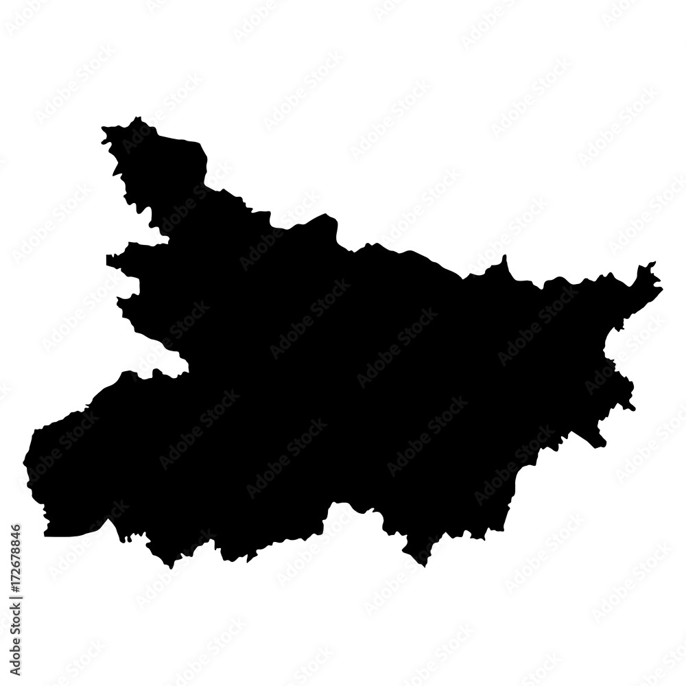 Bihar black map on white background vector Bihar black map on white background vector